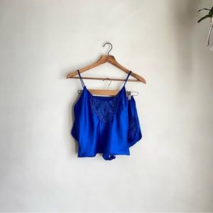 blue satin camisole & short set
